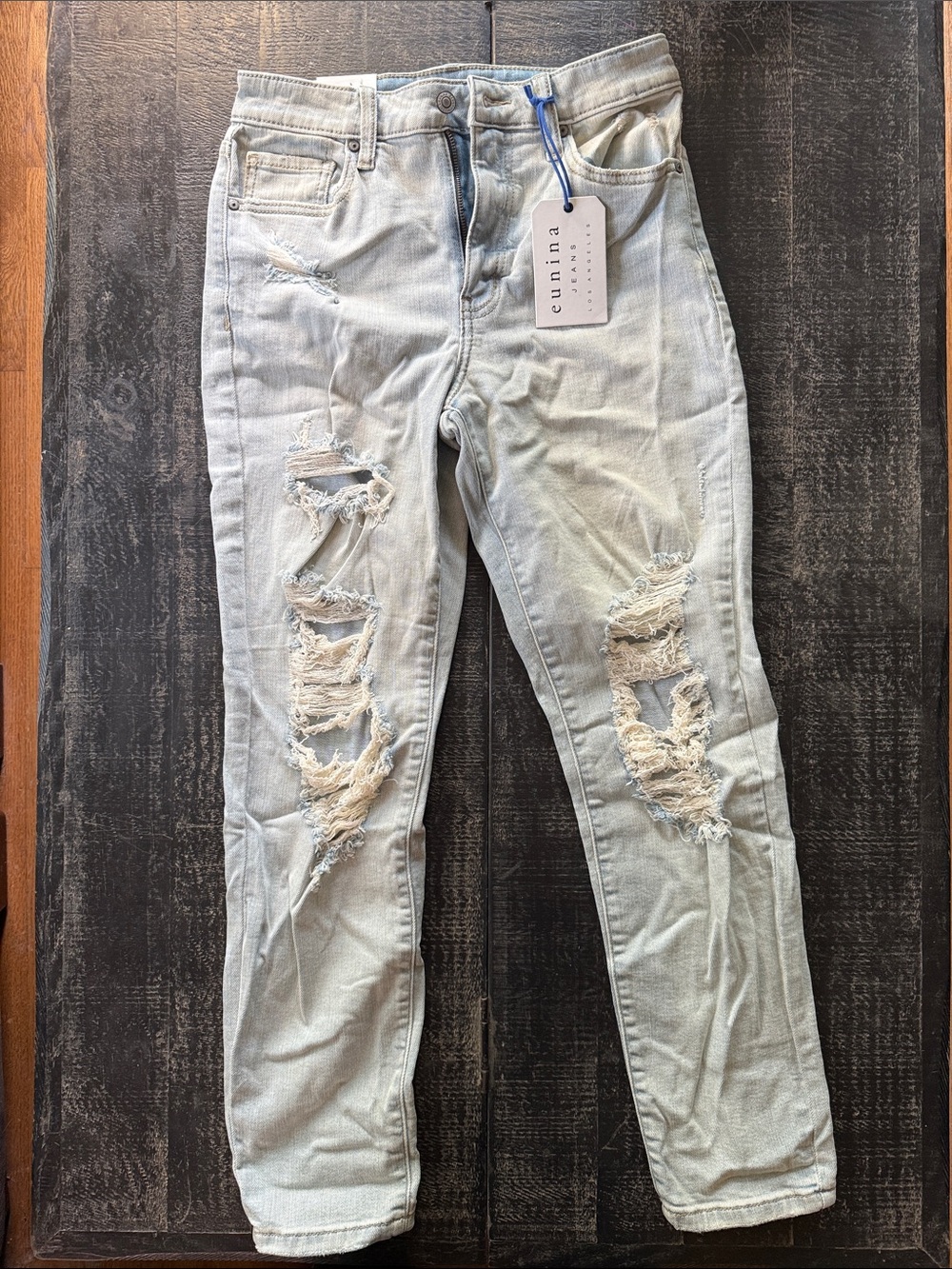 eunina Light Blue High-Rise Distressed Skinny Jeans